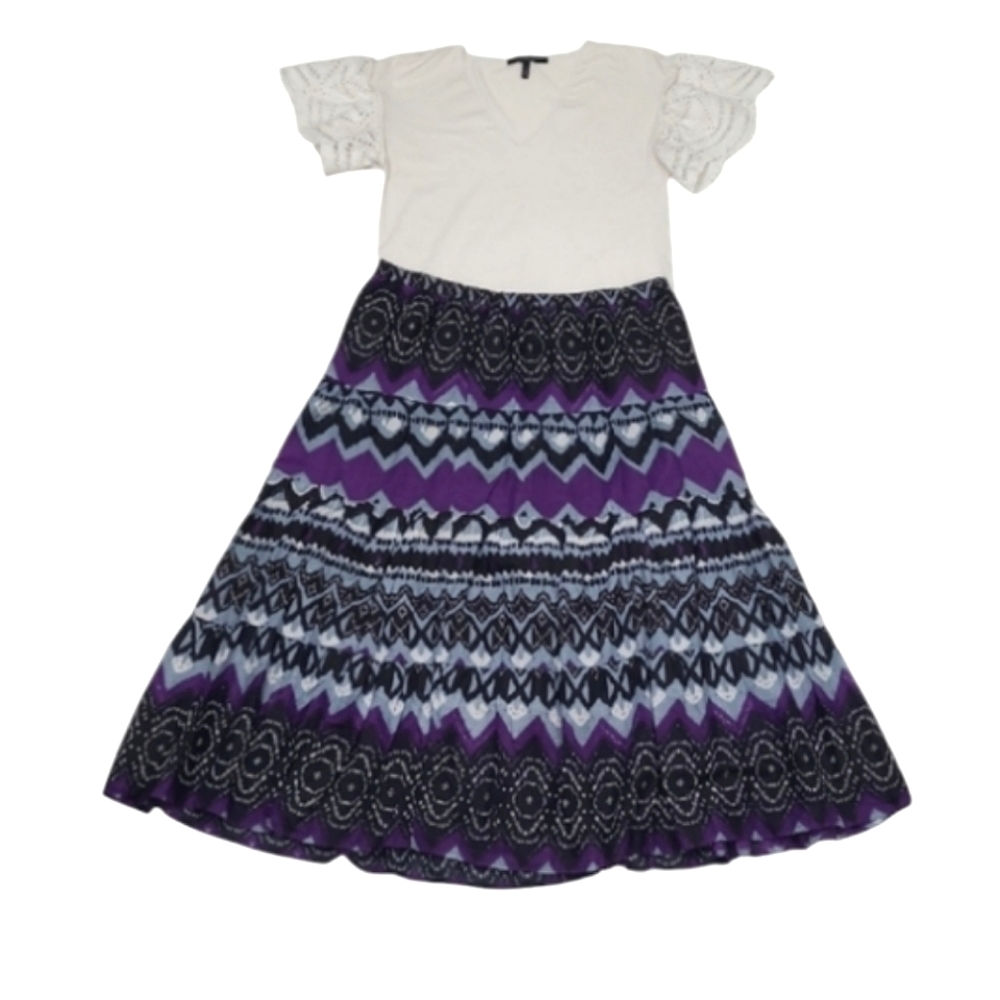 Davina Maxi Gypsy Skirt Colorful Pattern Long Circle Swing Style Pull On Lined